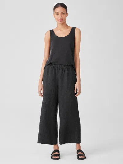 Eileen Fisher Washed Organic Linen Delave Wide-leg Pant In Gray