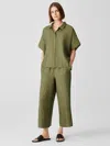 Eileen Fisher Washed Organic Linen Delave Wide-leg Pant In Green