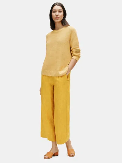 Eileen Fisher Washed Organic Linen Delave Wide-leg Pant In Yellow