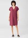 Eileen Fisher Washed Organic Linen Delave Wrap Dress In Purple