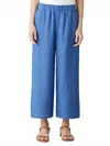 Eileen Fisher Wide Leg Organic Linen Cropped Pants In Blue
