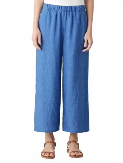 EILEEN FISHER WASHED ORGANIC LINEN D√LAV√ WIDE-LEG PANT IN ULTRAMARINE