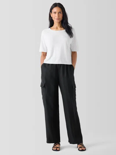 Eileen Fisher Washed Silk Cargo Pant In Black