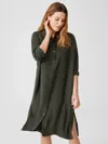 Eileen Fisher Washed Silk Habutai Shirtdress In Green