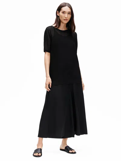 Eileen Fisher Washed Silk Organic Cotton Culotte Pant In Black
