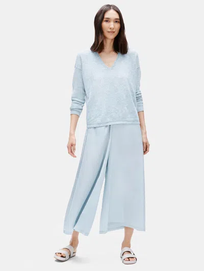 Eileen Fisher Washed Silk Organic Cotton Culotte Pant In Blue