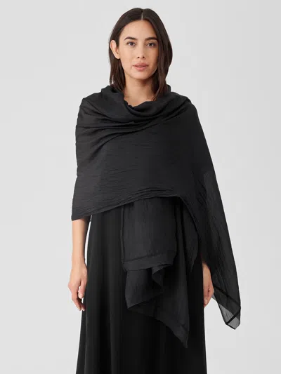 Eileen Fisher Washed Silk Parachute Scarf In Black