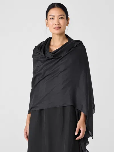 Eileen Fisher Washed Silk Parachute Scarf In Black