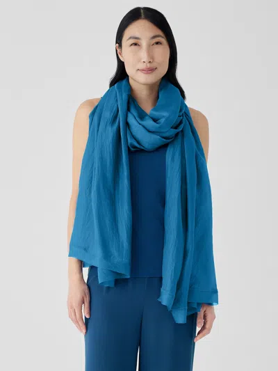 Eileen Fisher Washed Silk Parachute Scarf In Blue