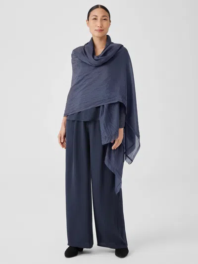 Eileen Fisher Washed Silk Parachute Scarf In Blue