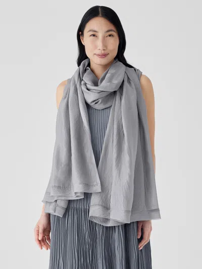 Eileen Fisher Washed Silk Parachute Scarf In Gray