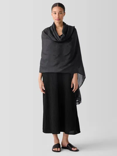 Eileen Fisher Washed Silk Parachute Scarf In Black