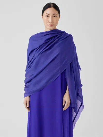 Eileen Fisher Washed Silk Parachute Scarf In Blue