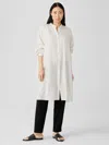 Eileen Fisher Washed Silk Tussah Mandarin Collar Shirtdress In Brown