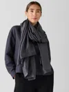 Eileen Fisher Washed Transitional Silk Parachute Scarf In Black