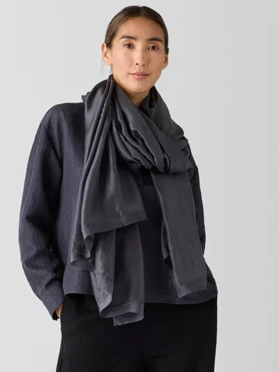 Eileen Fisher Washed Transitional Silk Parachute Scarf In Black
