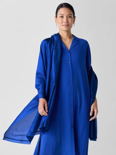 Eileen Fisher Washed Transitional Silk Parachute Scarf In Blue