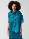 Eileen Fisher Washed Transitional Silk Parachute Scarf In Blue