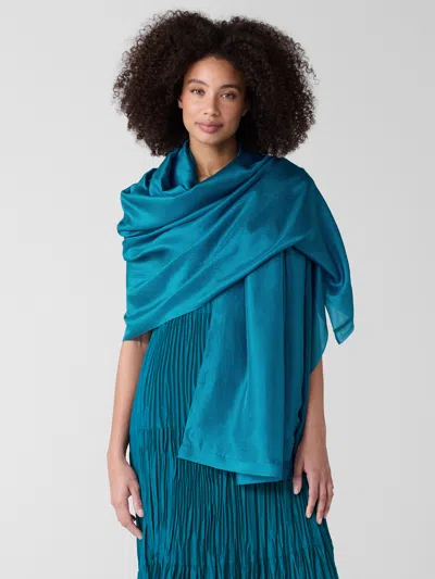 Eileen Fisher Washed Transitional Silk Parachute Scarf In Blue