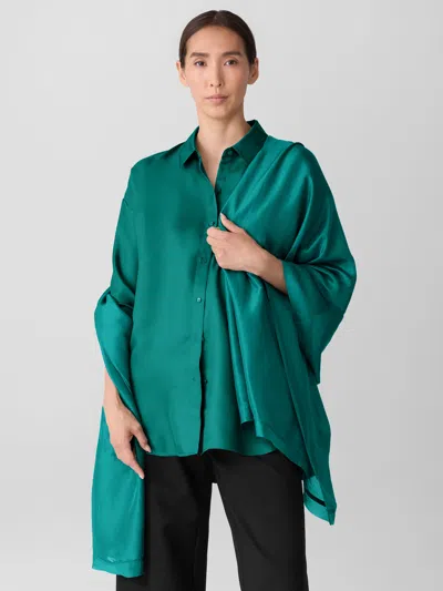 Eileen Fisher Washed Transitional Silk Parachute Scarf In Green