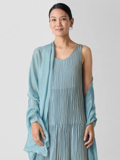 Eileen Fisher Washed Transitional Silk Parachute Scarf In Green