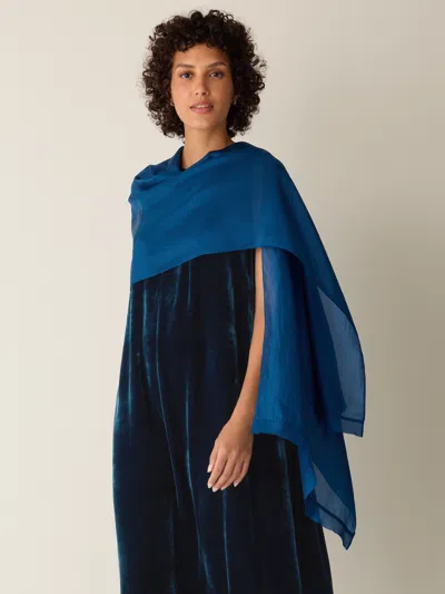 Eileen Fisher Washed Transitional Silk Scarf In Blue