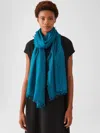 Eileen Fisher Washed Wool Silk Cashmere Scarf In Blue