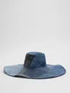 Eileen Fisher Waste No More Denim Wide Brim Hat In Blue