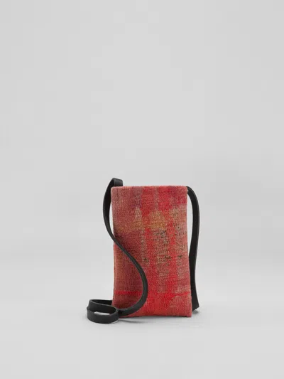 Eileen Fisher Waste No More Felted Phone Pouch In Terra Cotta