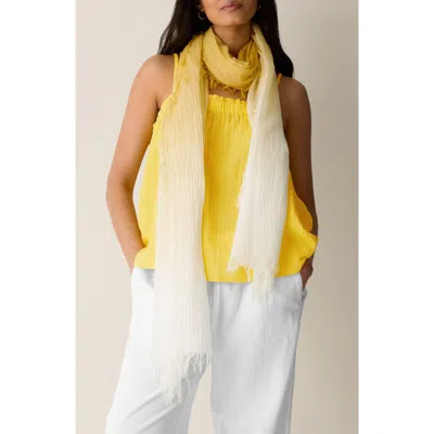 Eileen Fisher Watercolor Organic Cotton Blend Gauze Scarf In Yellow