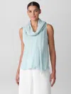 Eileen Fisher Watercolor Organic Cotton Gauze Scarf In Blue