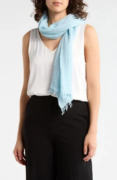 Eileen Fisher Watercolor Organic Cotton Gauze Scarf In Blue