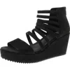 Eileen Fisher Wavey Womens Zipper Faux Suede Wedge Heels In Black