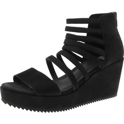 Eileen Fisher Wavey Womens Zipper Faux Suede Wedge Heels In Black