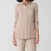 Eileen Fisher Wheat Clsscr Cllr Pleat Shirt In Gray