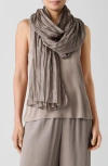 Eileen Fisher Whisper Crushed Silk Scarf In Cocoa