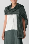 Eileen Fisher Whisper Pleated Silk Scarf In Green