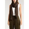 Eileen Fisher Whisper Plissé Silk Scarf In Brown