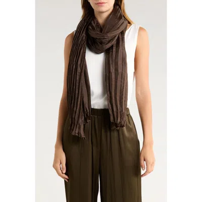 Eileen Fisher Whisper Plissé Silk Scarf In Brown