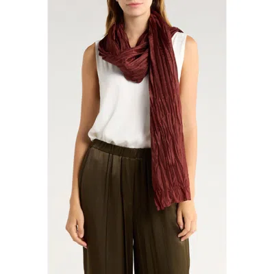 Eileen Fisher Whisper Plissé Silk Scarf In Brown