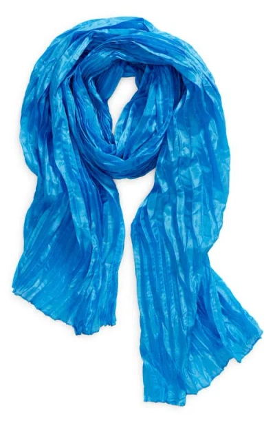 Eileen Fisher Whisper Plissé Silk Scarf In Calypso