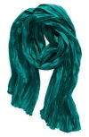 Eileen Fisher Whisper Plissé Silk Scarf In Esmerelda