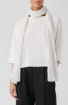 Eileen Fisher Whisper Plissé Silk Scarf In Ivory