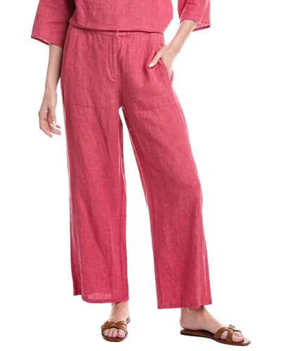 Eileen Fisher Linen Wide Ankle Pants In Pink