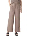 Eileen Fisher Wide Leg Organic Linen Ankle Pants In Cocoa