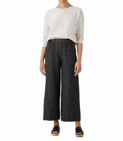 Eileen Fisher Wide Ankle Tweed Trouser In Black