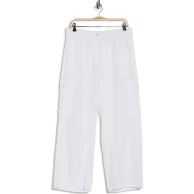 Eileen Fisher Wide Cargo Organic Linen Pants In White