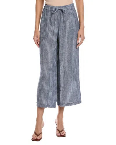 Eileen Fisher Wide Cropped Linen Pant In Blue