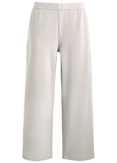 Eileen Fisher Wide-leg Cotton-blend Trousers In Off White