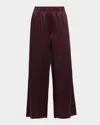 Eileen Fisher Wide-leg Crinkled Satin Pants In Brown